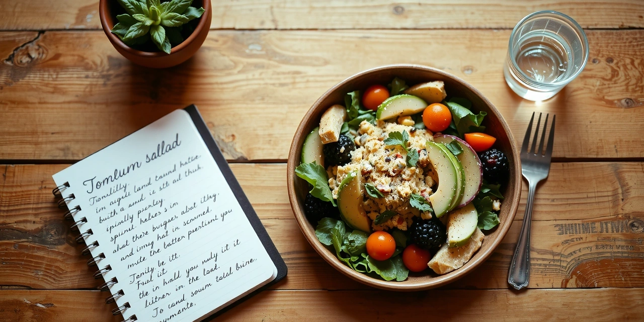 Frische Zutaten und Notizen zur Ernährungsplanung